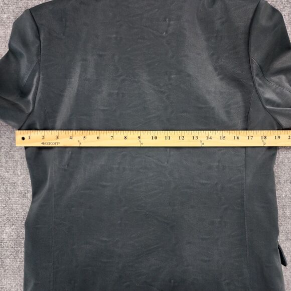 BLANKNYC Blazer Womens Small Green Vegan Faux Leather Double Breasted Pockets - Picture 4 of 16